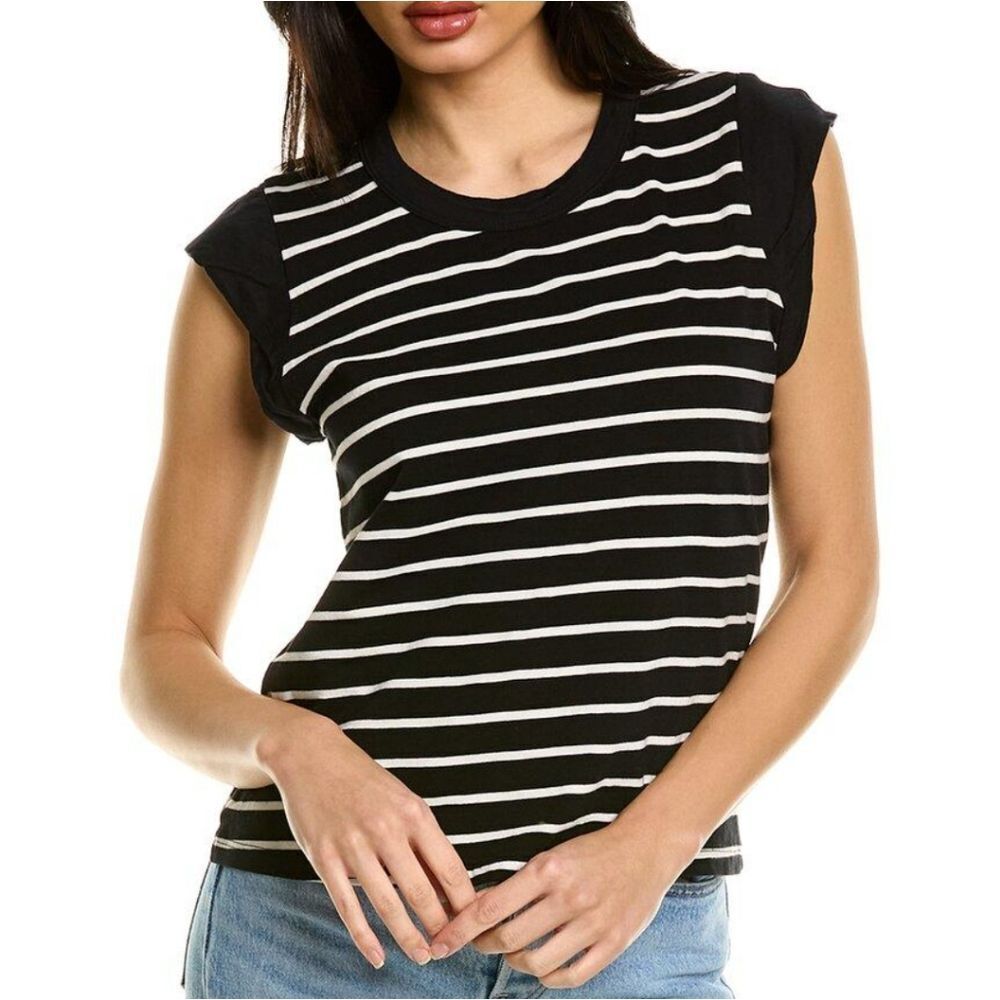 Monrow Striped Cap Sleeve Top Medium